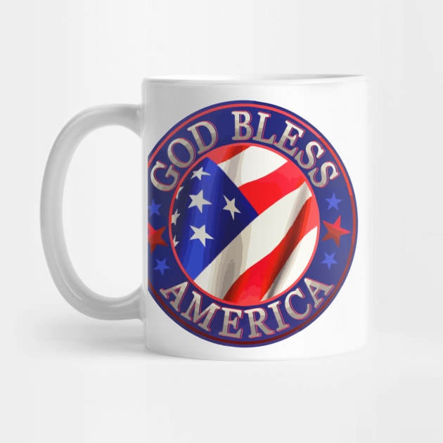 God Bless America emblem and US flag by Hot-Proper-Tees